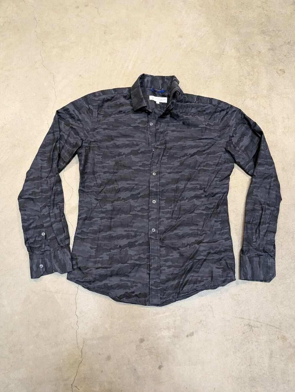 Teddy Stratford Mens 3 Dark Charcoal Camo Long-Sleeve Button-Down/Zip Shirt